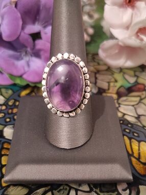 Amethyst Gemstone Ring 925 Silver - Size 9 3/4